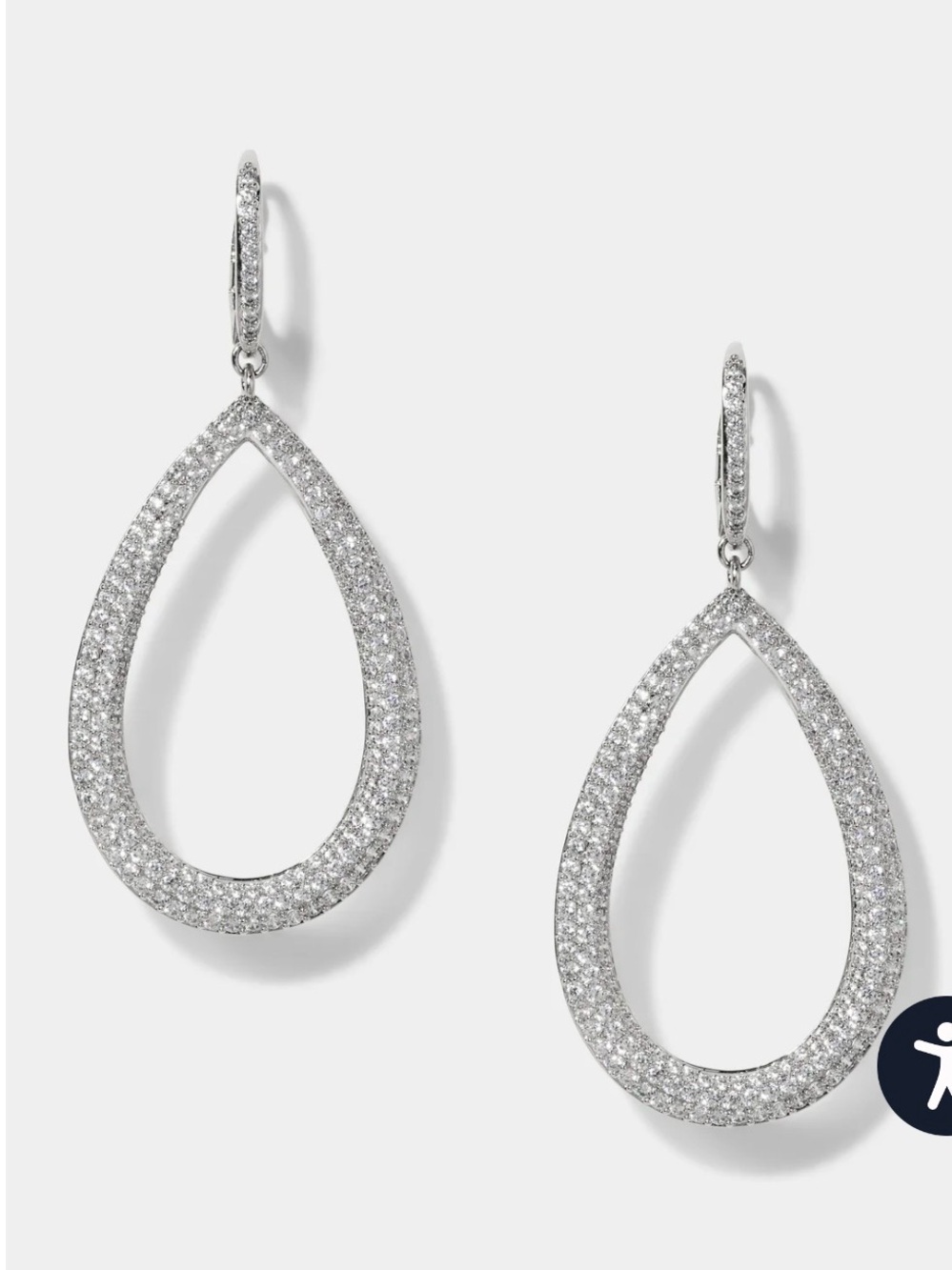 Nadri Silver Pavé Teardrop Dangle Earrings - Silver Sparkle